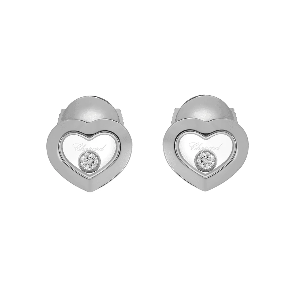 Chopard Happy Diamonds Icons 18ct White Gold Heart Earrings - Image 2