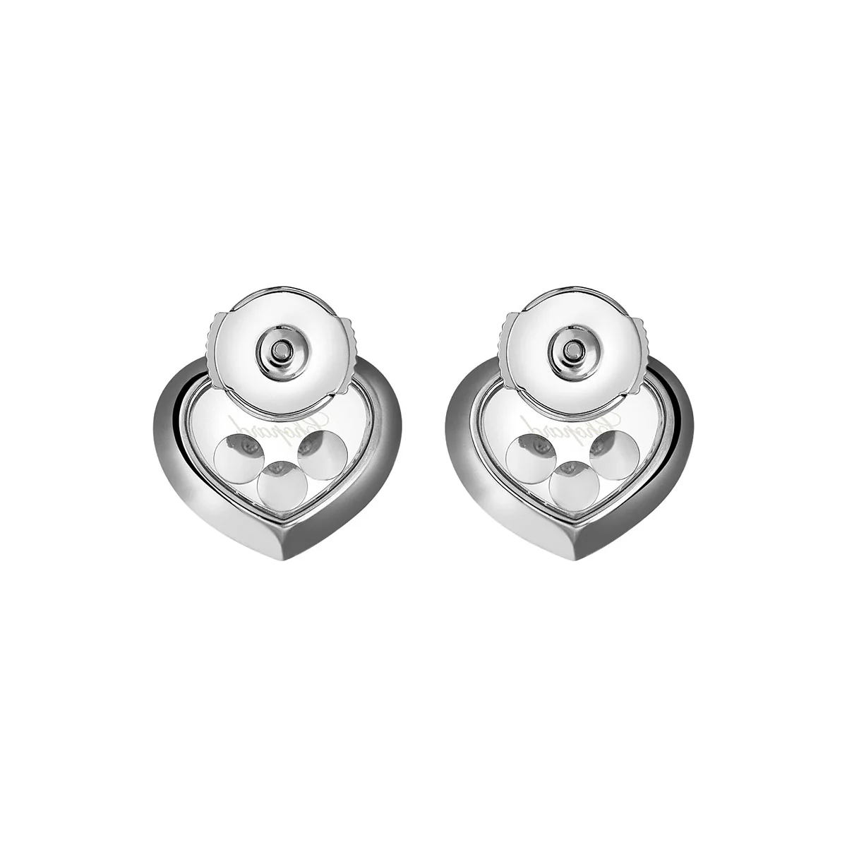 Happy Diamonds Icons 18ct White Gold Three Stone Heart Earrings - Image 4