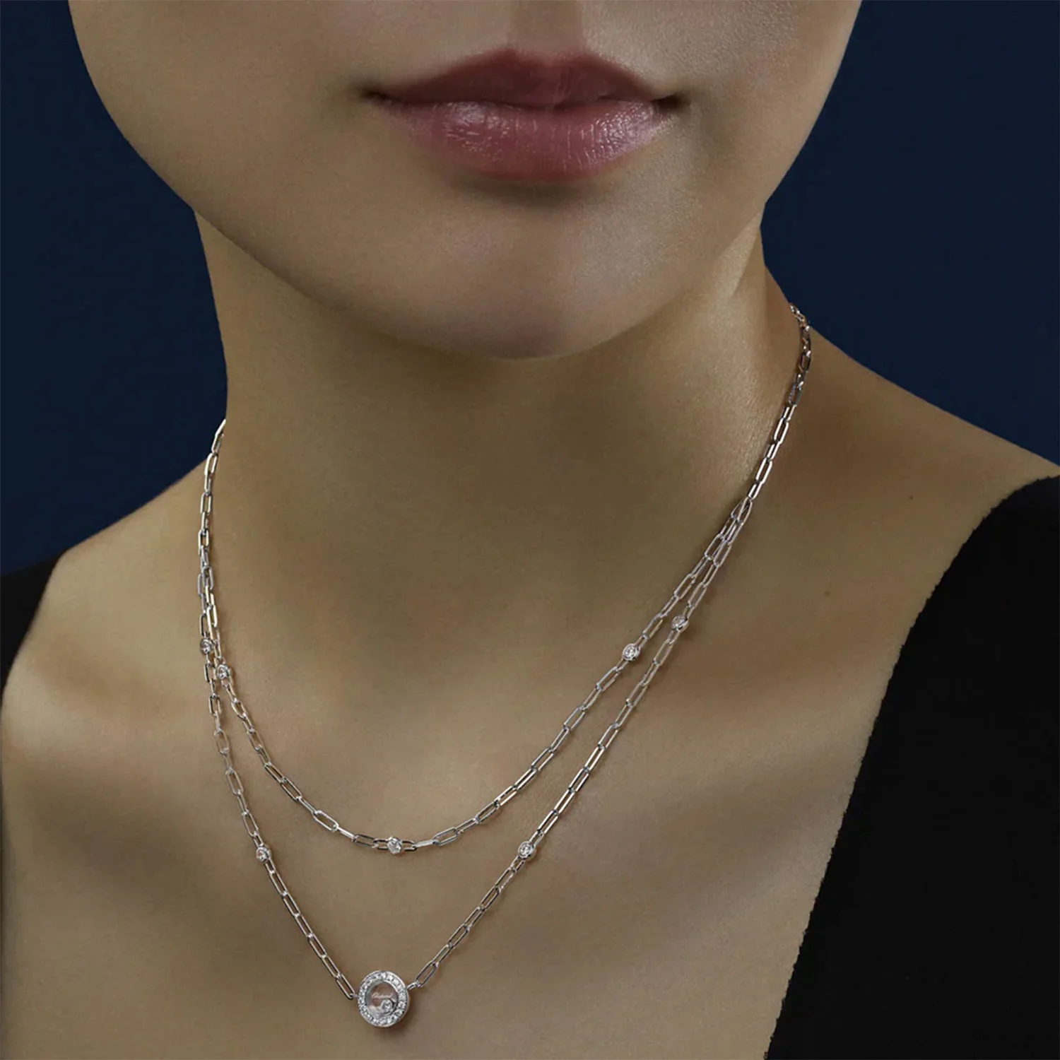 Happy Diamonds Icons Double Row 18ct White Gold Necklace - Image 2