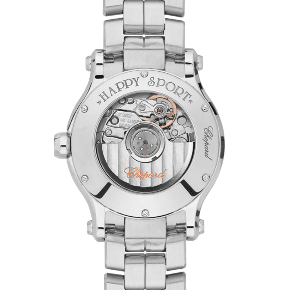 Chopard Happy Sport 30mm Steel & Diamond Bezel Ladies Bracelet Watch - Image 2