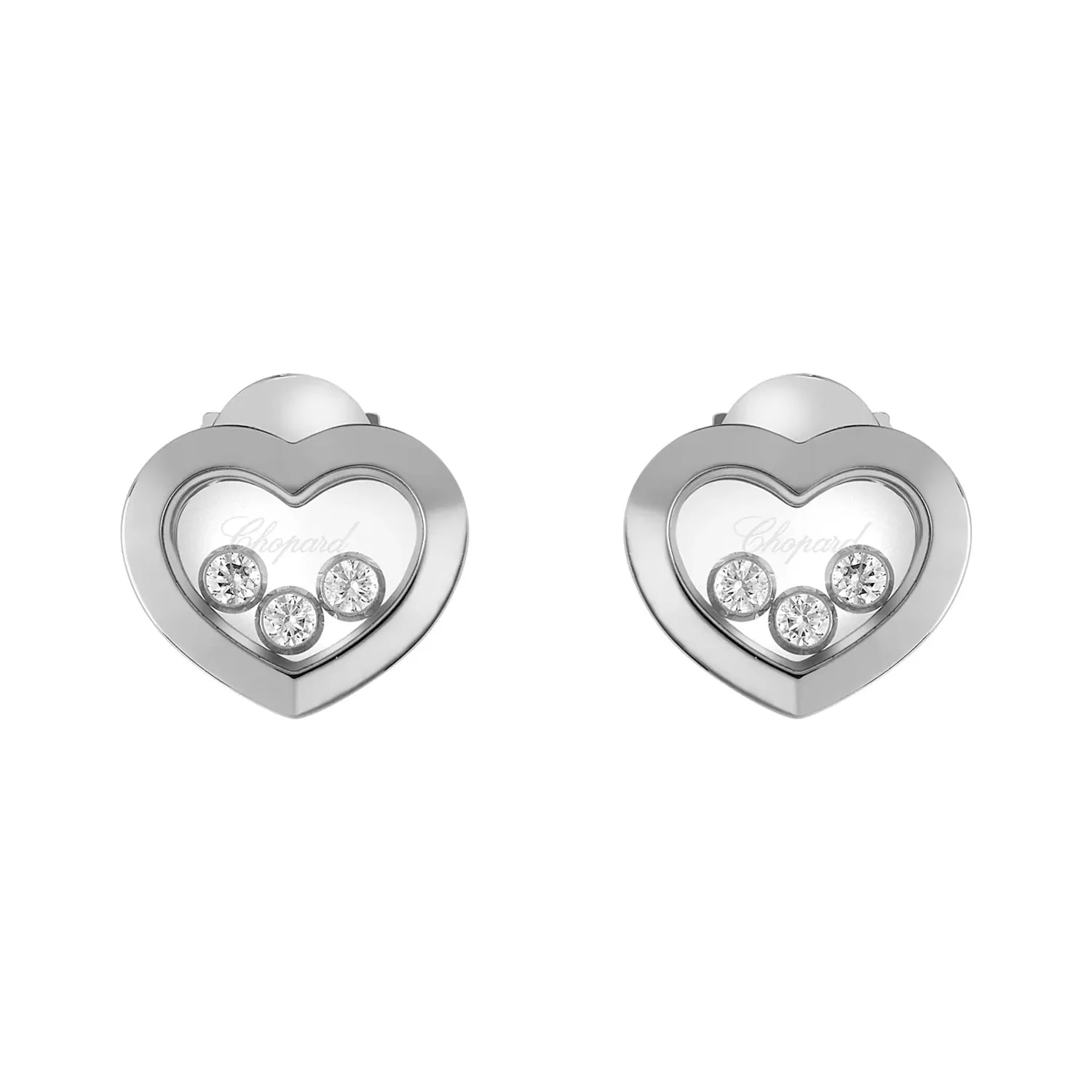 Happy Three Diamonds Icons 18ct White Gold Heart Earrings - Image 3