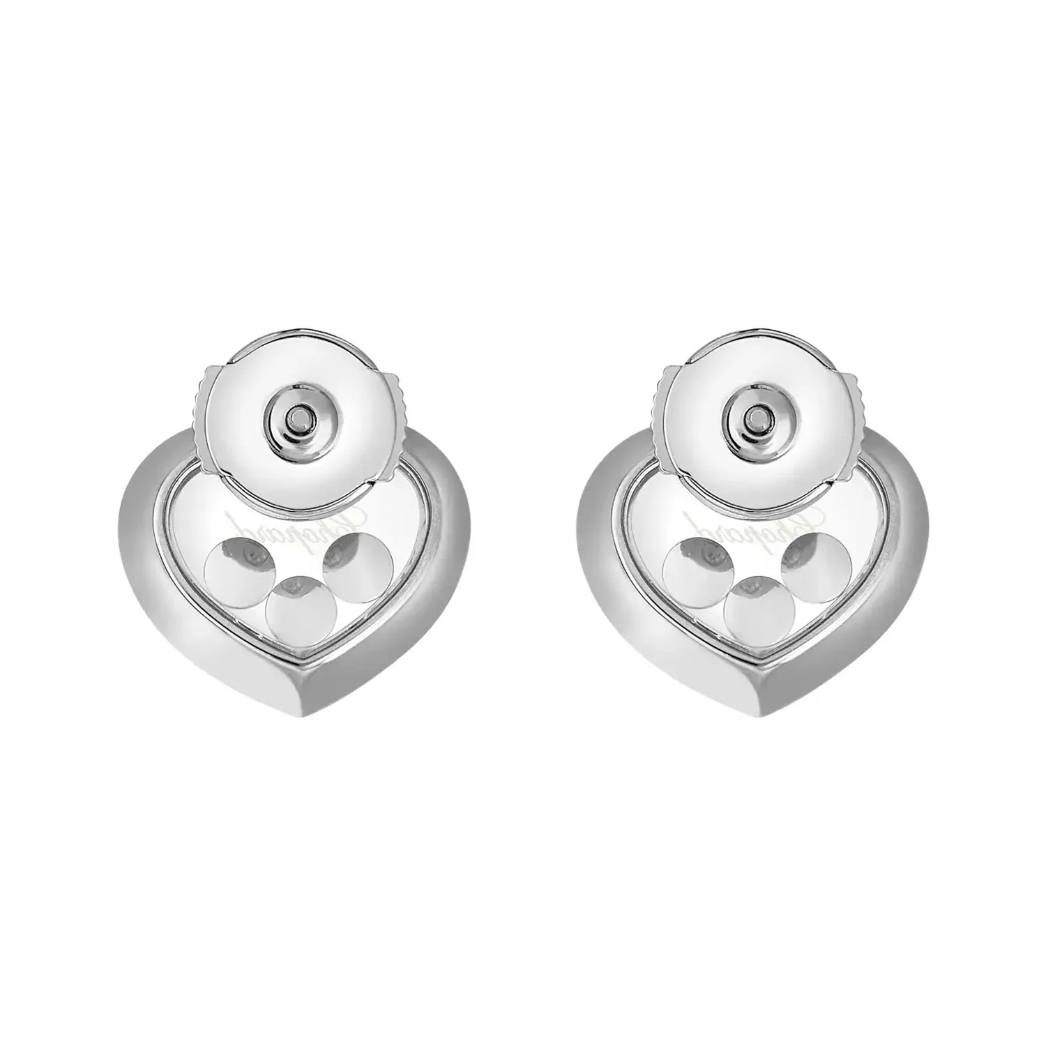 Happy Three Diamonds Icons 18ct White Gold Heart Earrings - Image 4