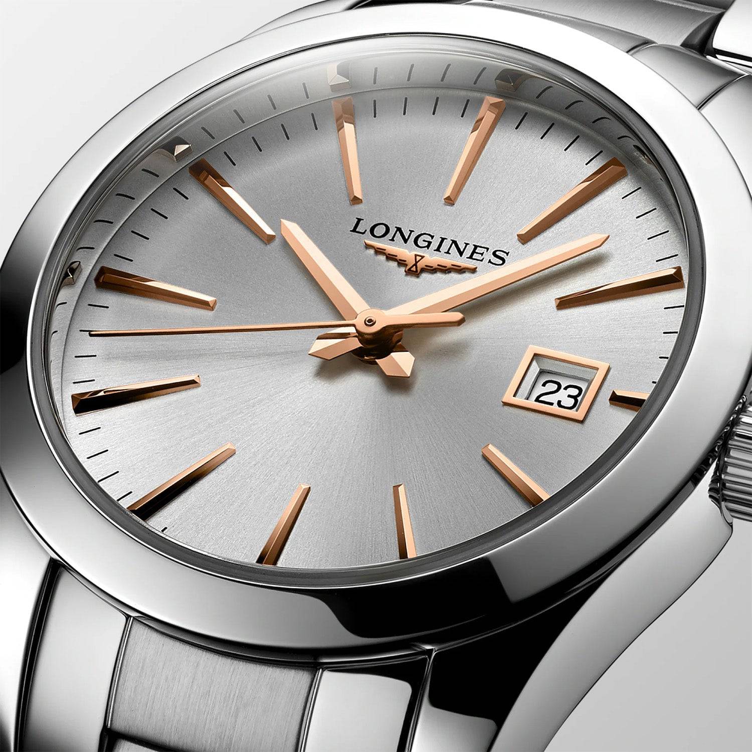 Conquest 29.5mm Silver/Rose Dial Quartz Bracelet Watch - Image 3