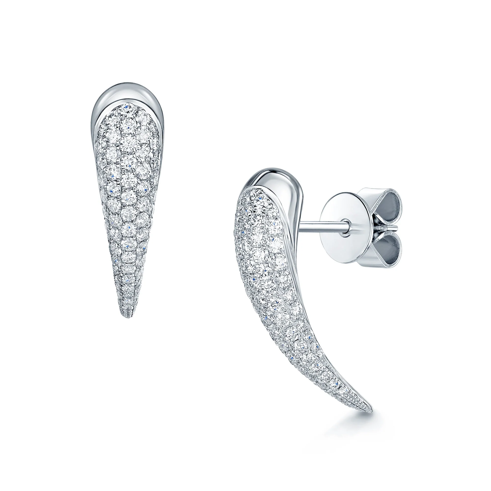Ember Collection 18ct White Gold Diamond Pave Set Earrings - Image 4
