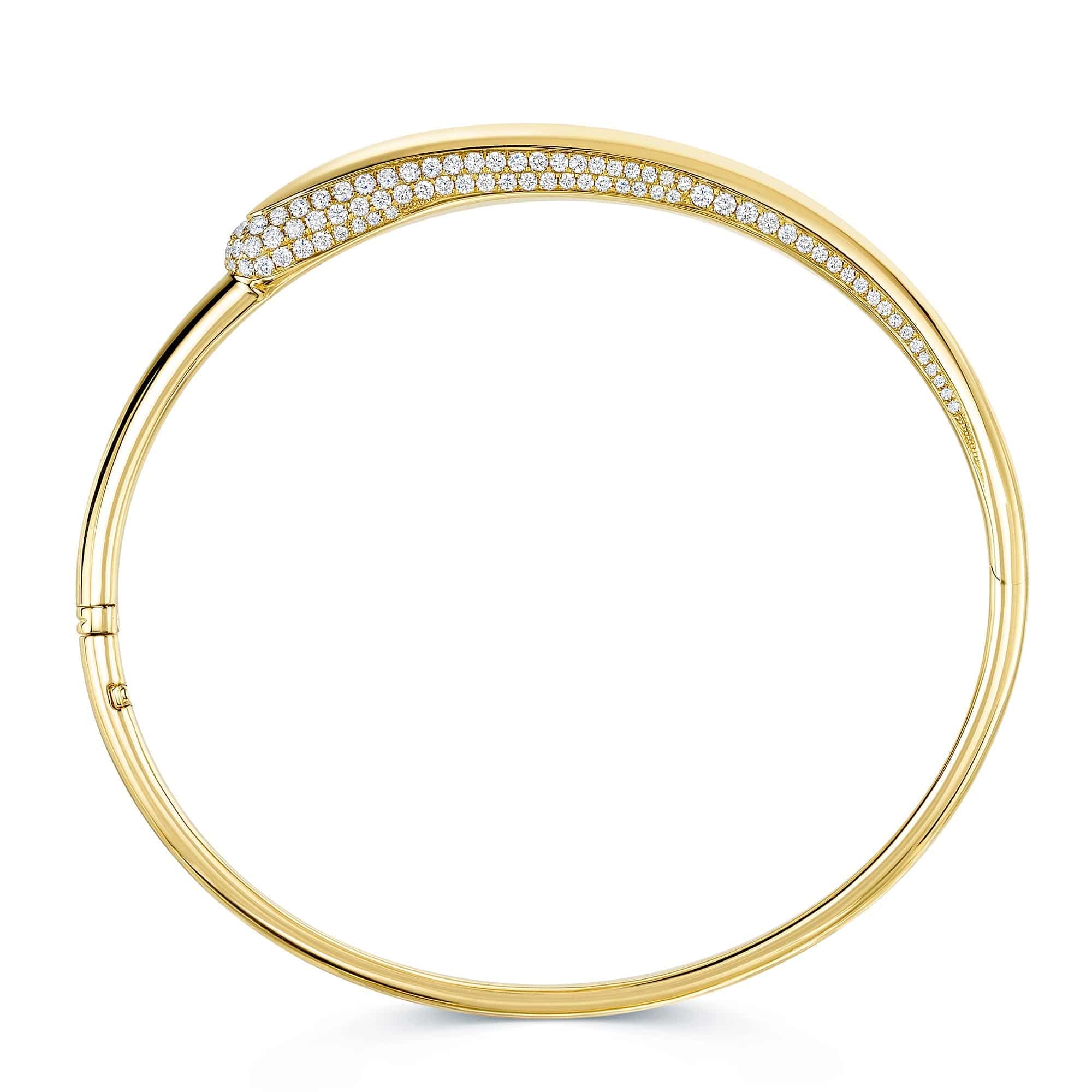 Ember Collection 18ct Yellow Gold Diamond Pave Set Bangle - Image 2