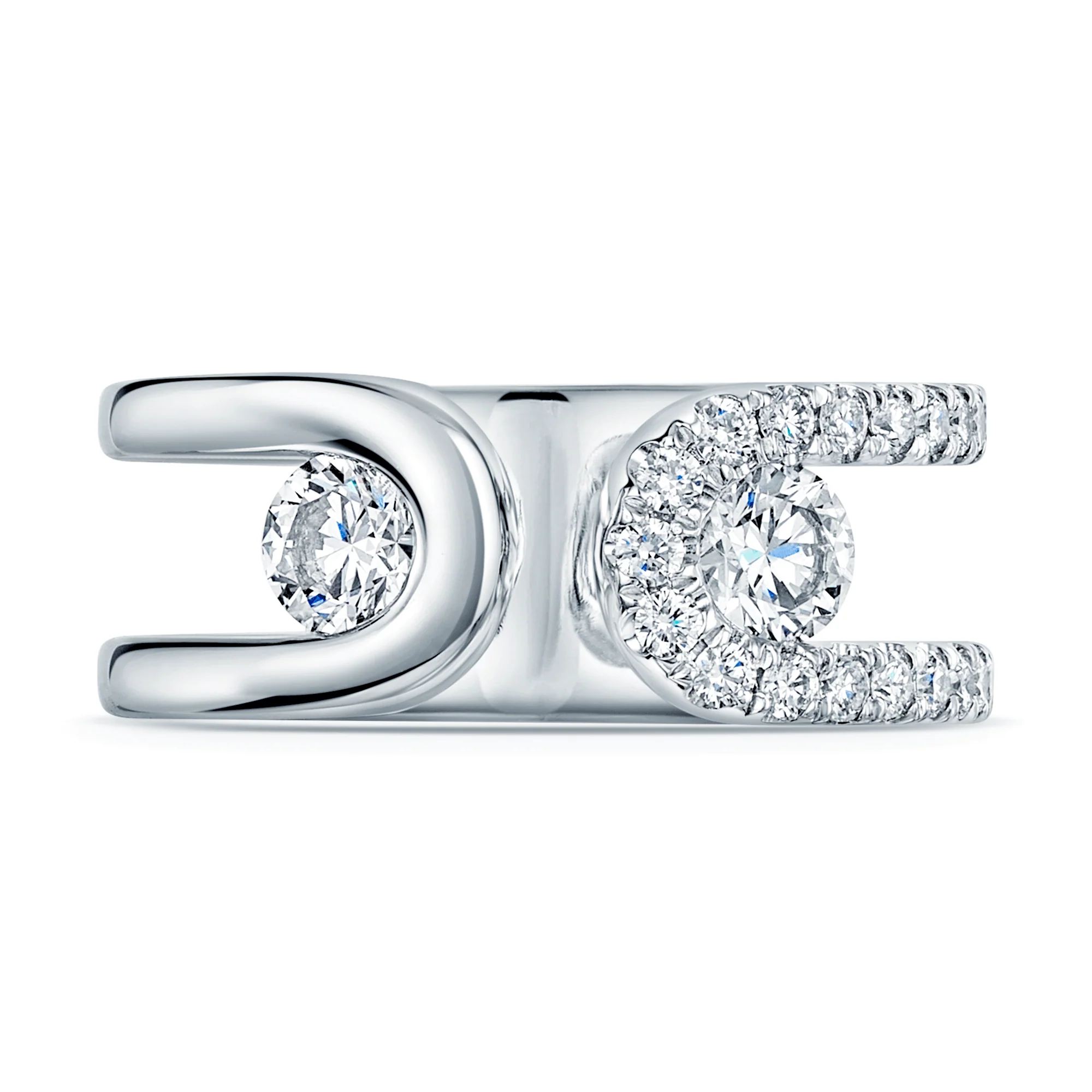 Verve Collection Platinum GIA Certified Round Brilliant Cut Pave Set Diamond Dress Ring - Image 2