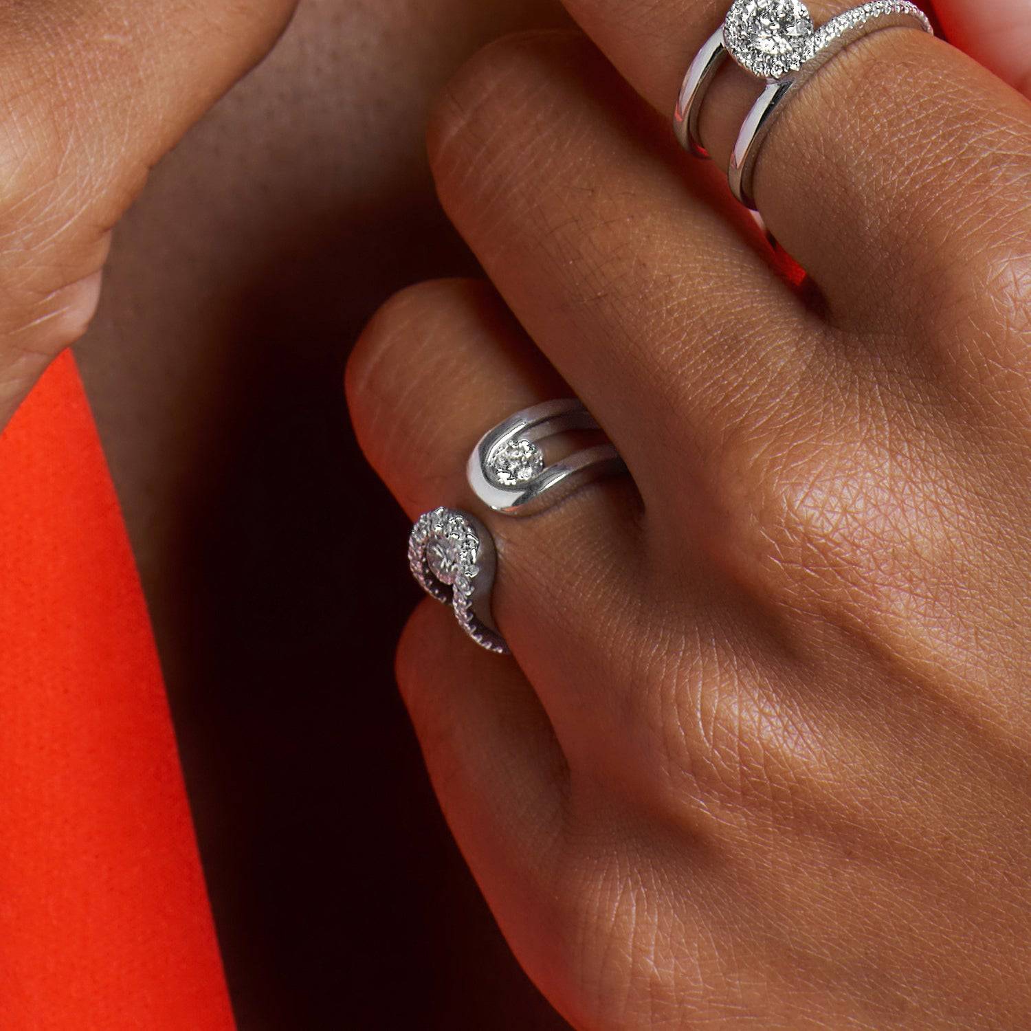 Verve Collection Platinum GIA Certified Round Brilliant Cut Pave Set Diamond Dress Ring - Image 3
