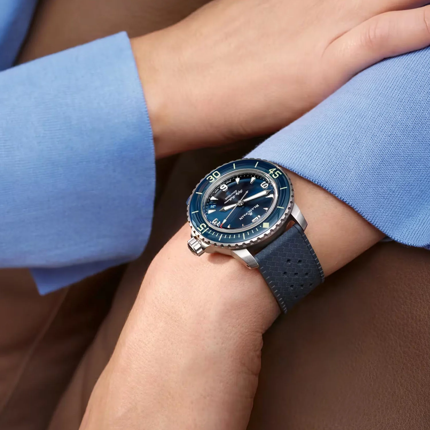 Fifty Fathoms 42.3mm Automatique Blue Dial Rubber Strap Watch - Image 3