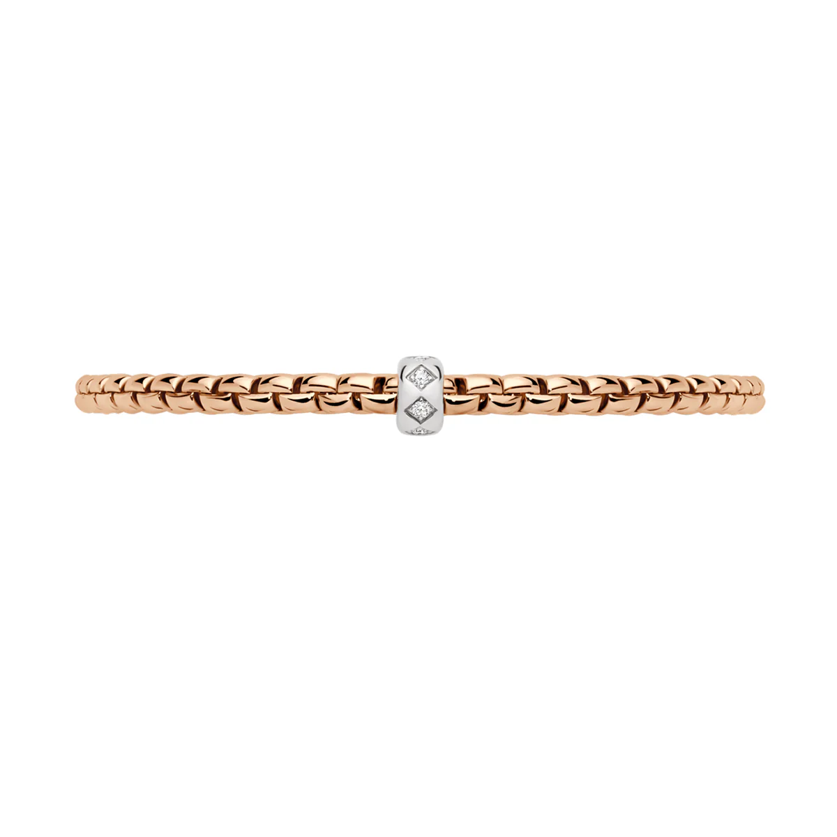 Eka 18ct Rose Gold Bracelet With A Single Rhombus Set Diamond Rondel - Image 2