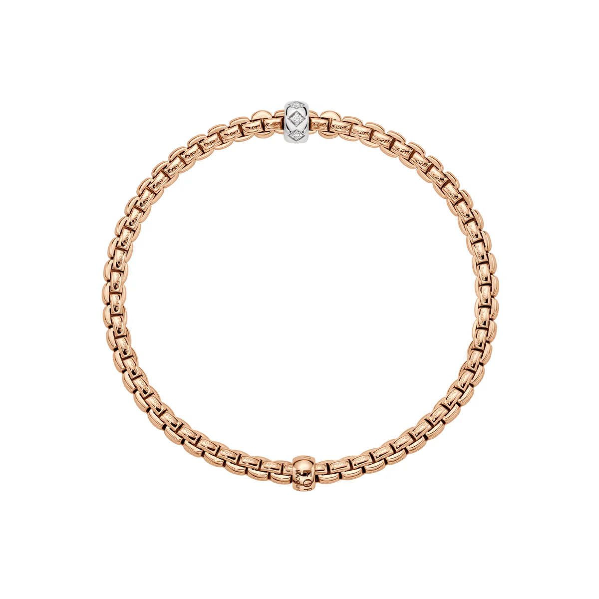 Eka 18ct Rose Gold Bracelet With A Single Rhombus Set Diamond Rondel - Image 3