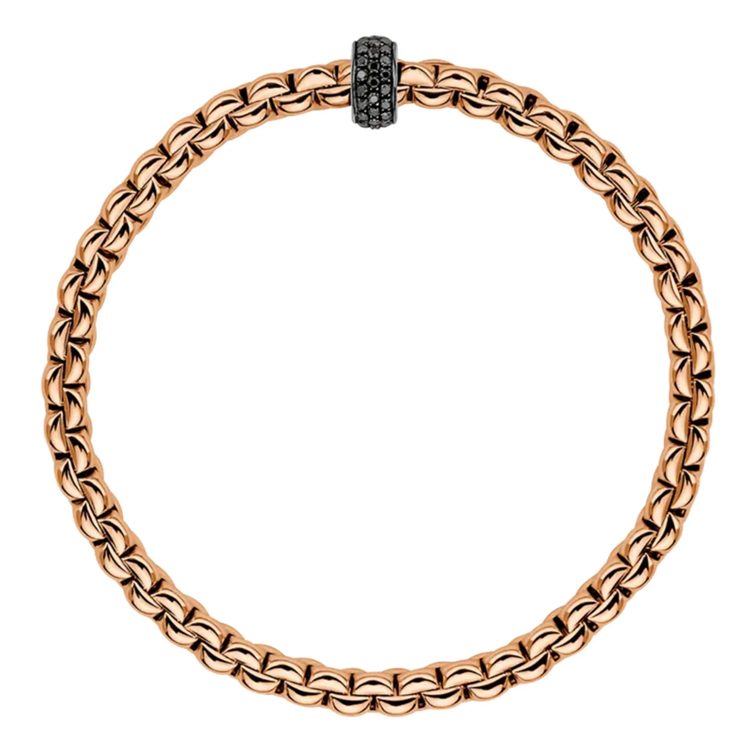 Eka 18ct Rose Gold Flex'it Bracelet With Pave Set Black Diamond Rondle - Image 2