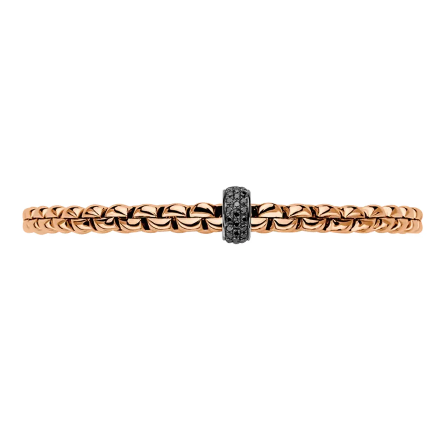 Eka 18ct Rose Gold Flex'it Bracelet With Pave Set Black Diamond Rondle - Image 3