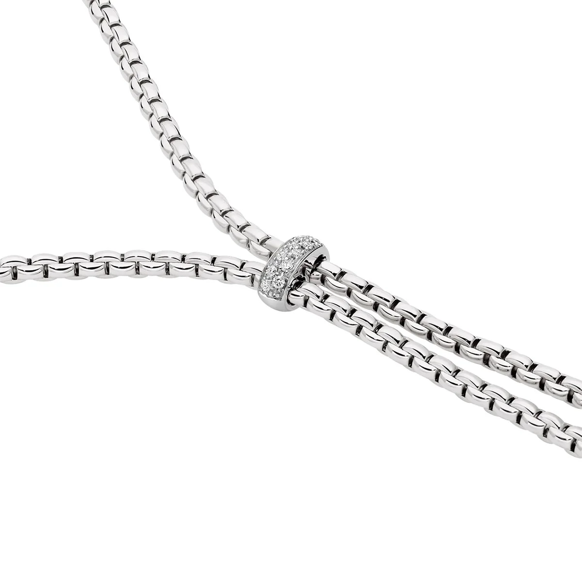 Eka 18ct White Gold Diamond Set Tassel Necklet - Image 2