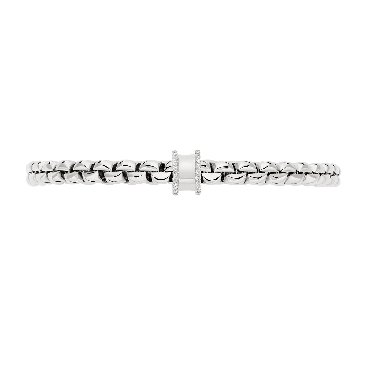 Eka 18ct White Gold Bracelet With Diamond Pavé Set Rondel - Image 2