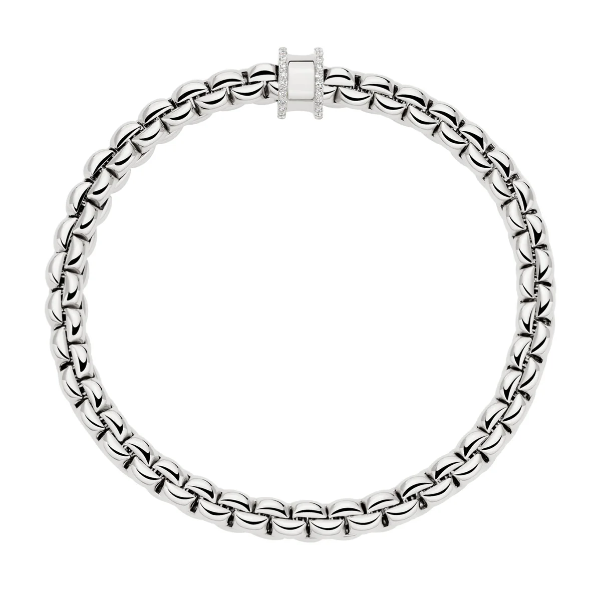 Eka 18ct White Gold Bracelet With Diamond Pavé Set Rondel - Image 3