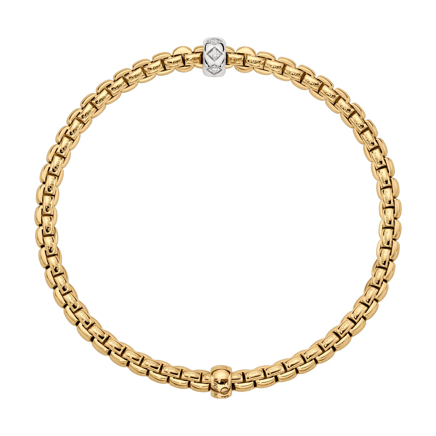 Eka Flex'it 18ct Yellow Gold Bracelet with Rhombus Set Diamonds