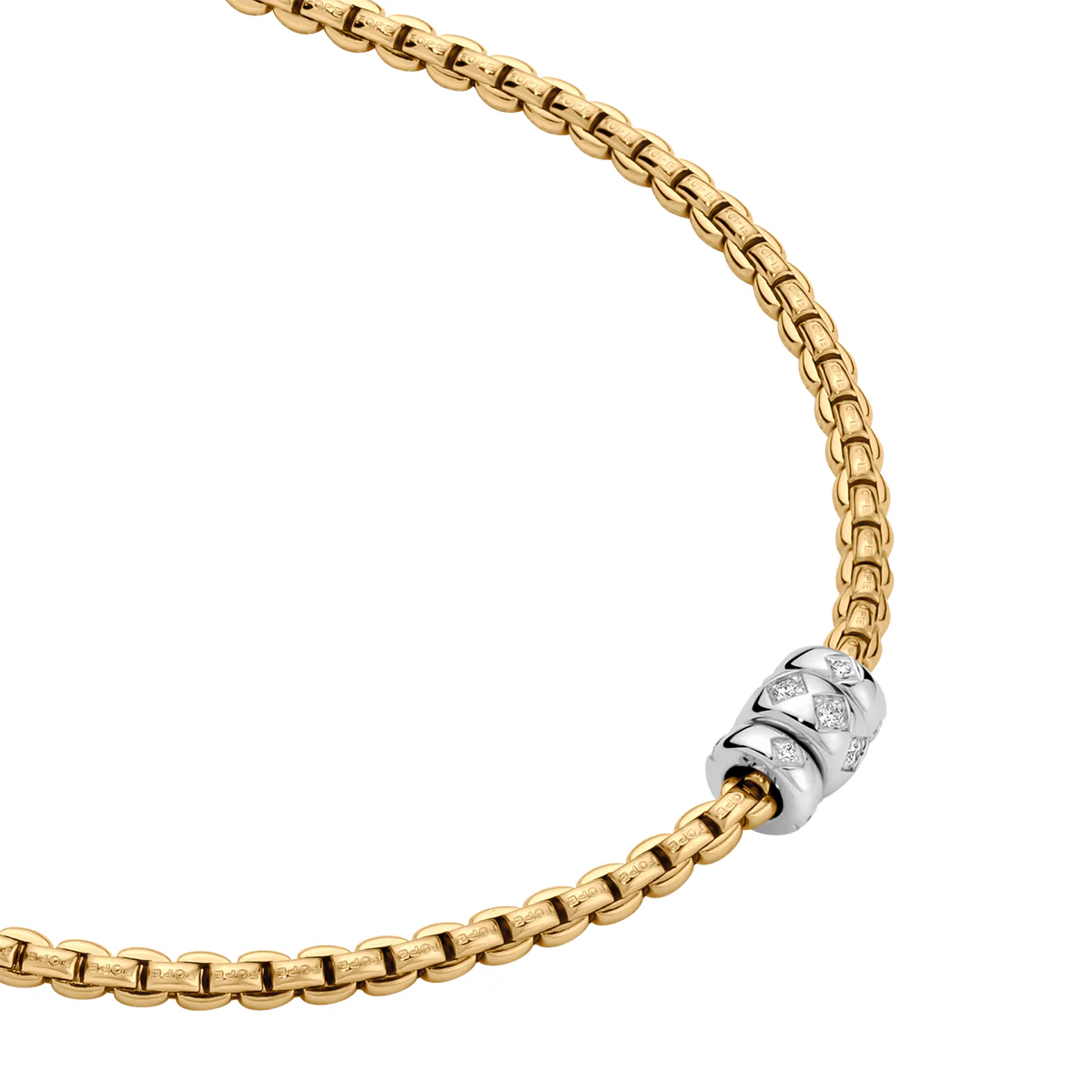 Eka 18ct Yellow Gold Necklace with Rhombus Set Diamonds - Image 2