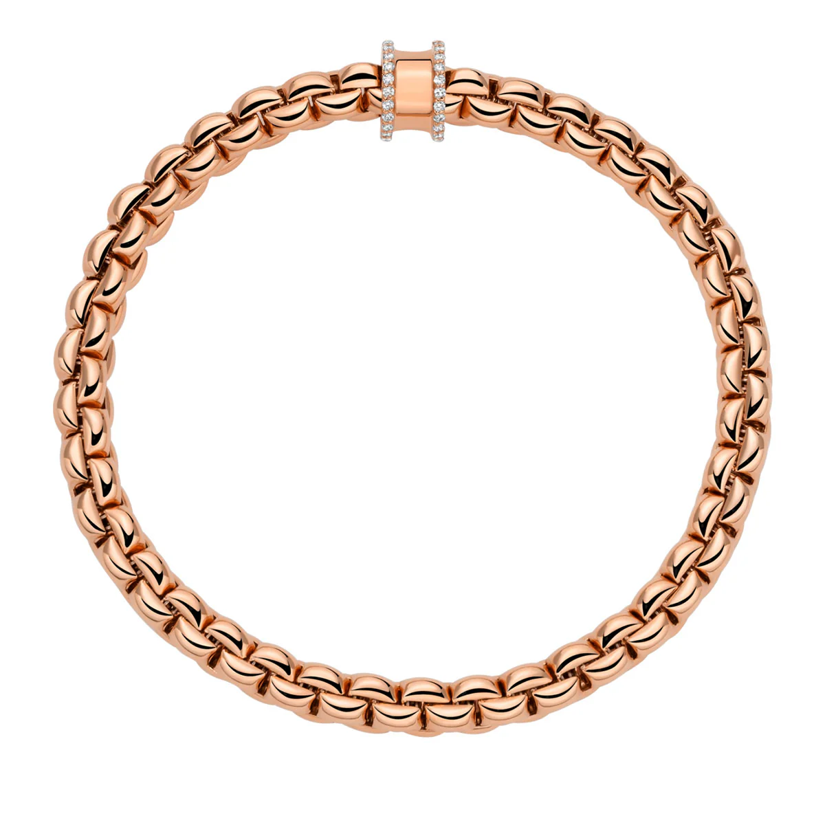Eka 18ct Rose Gold Bracelet With Diamond Pavé Set Rondel - Image 3
