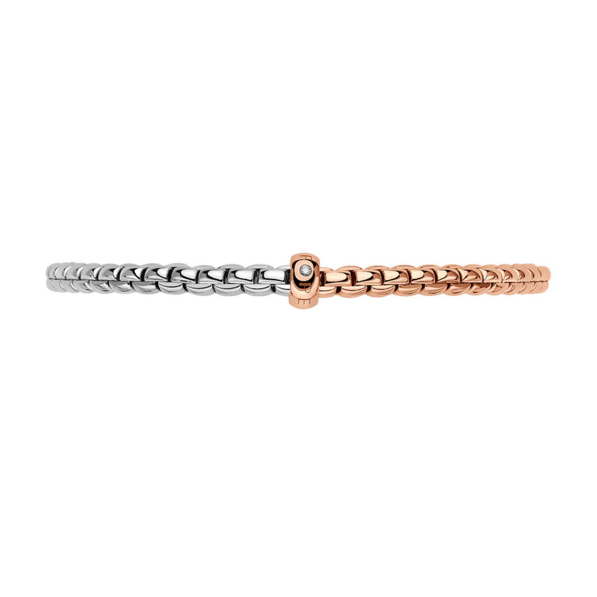 Eka 18ct Rose & White Gold Bracelet With Single Diamond Rondel - Image 2