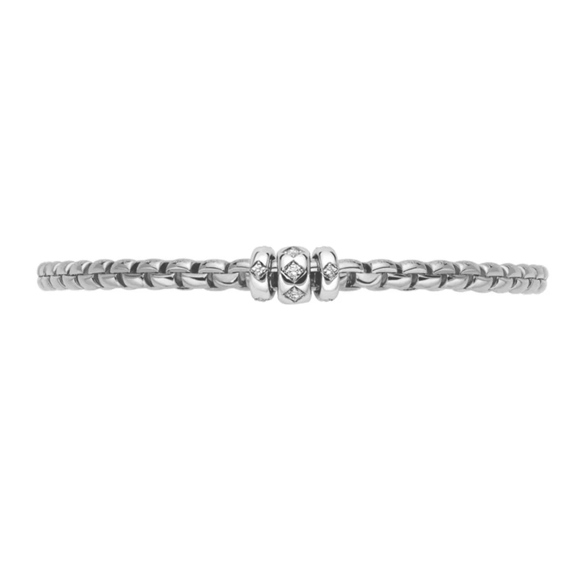 Eka 18ct White Gold Bracelet With Three Rhombus Set Diamond Rondels - Image 2