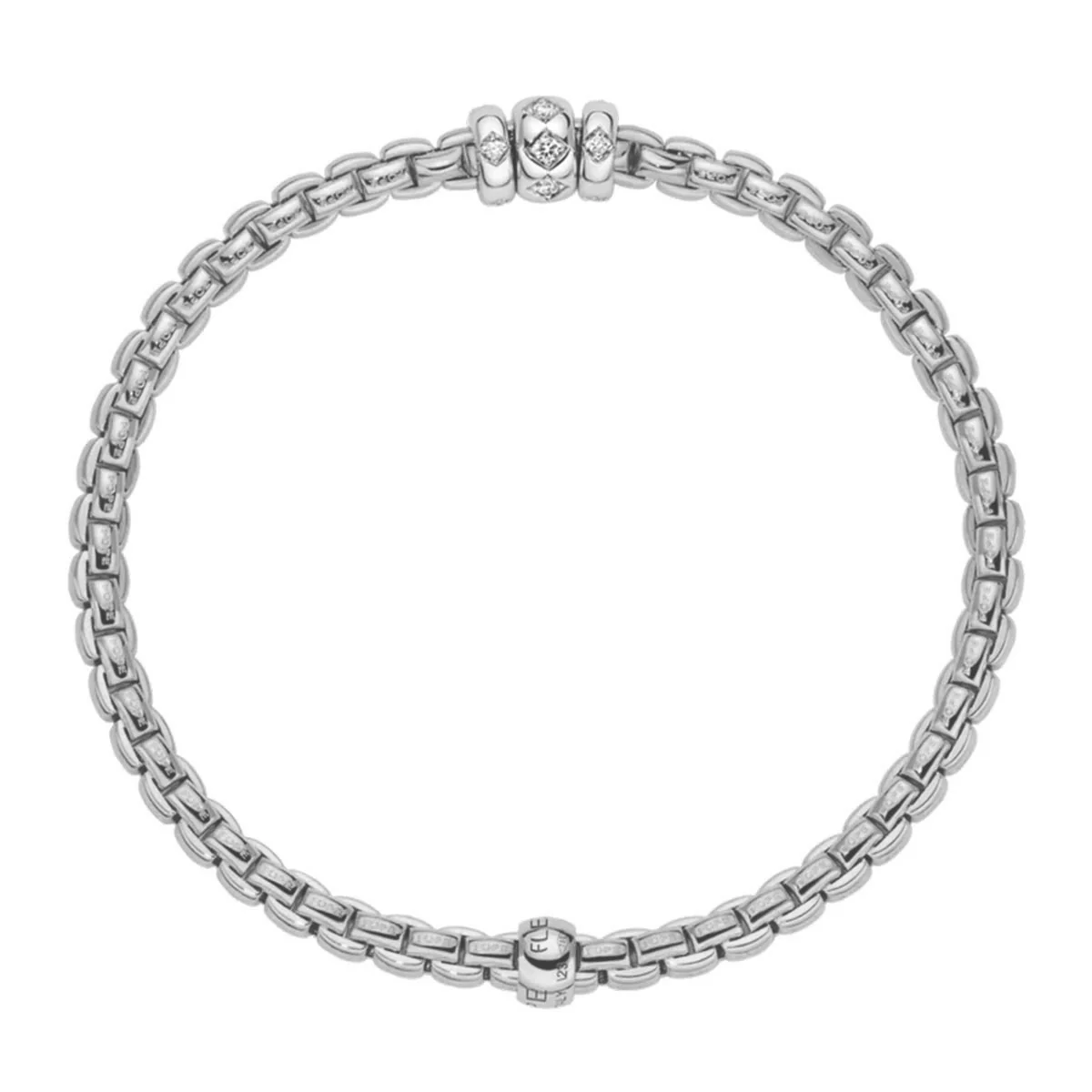 Eka 18ct White Gold Bracelet With Three Rhombus Set Diamond Rondels - Image 3