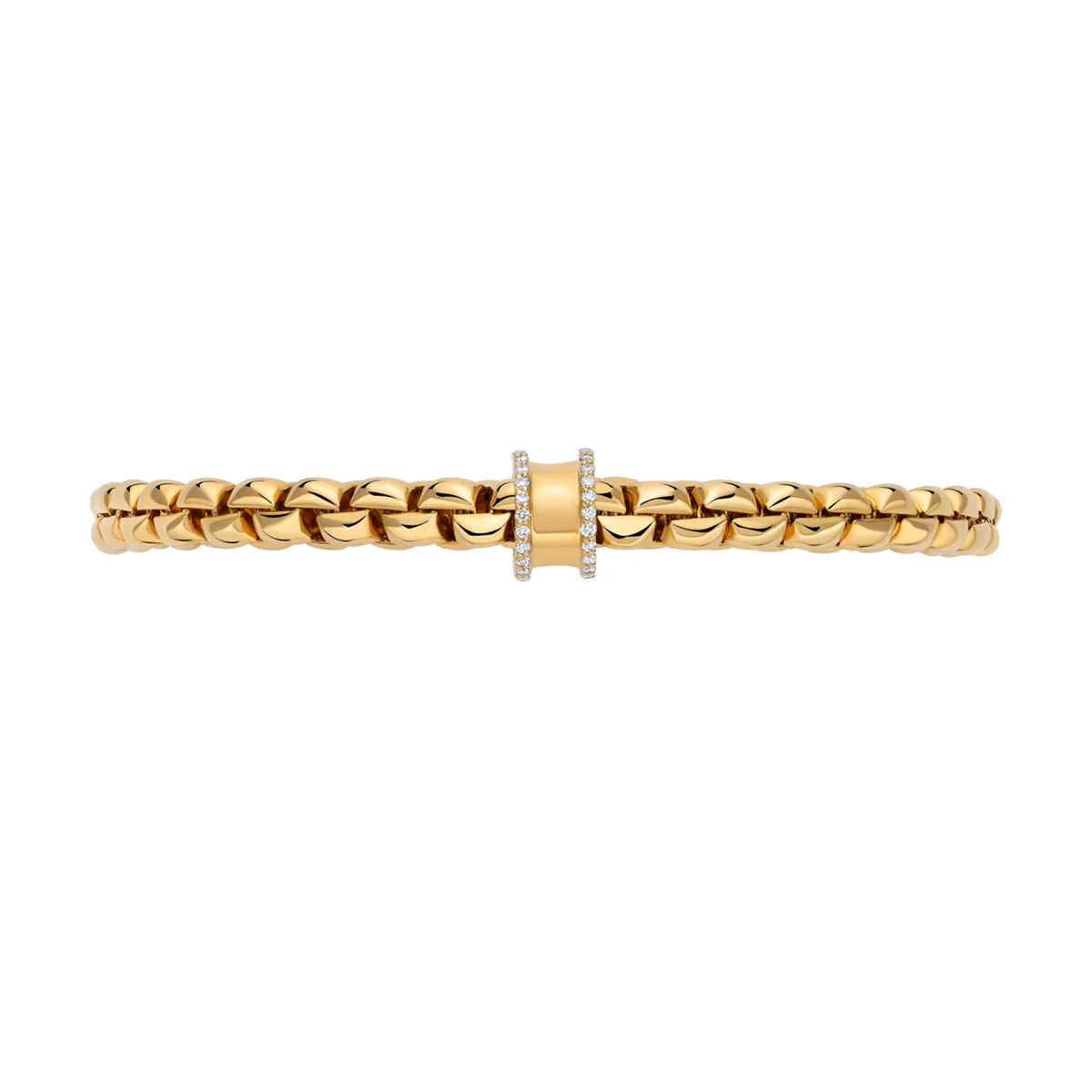 Eka 18ct Yellow Gold Bracelet With Diamond Pavé Set Rondel - Image 2