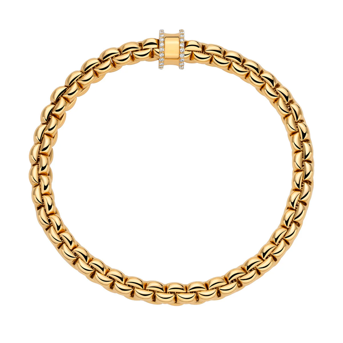 Eka 18ct Yellow Gold Bracelet With Diamond Pavé Set Rondel - Image 3