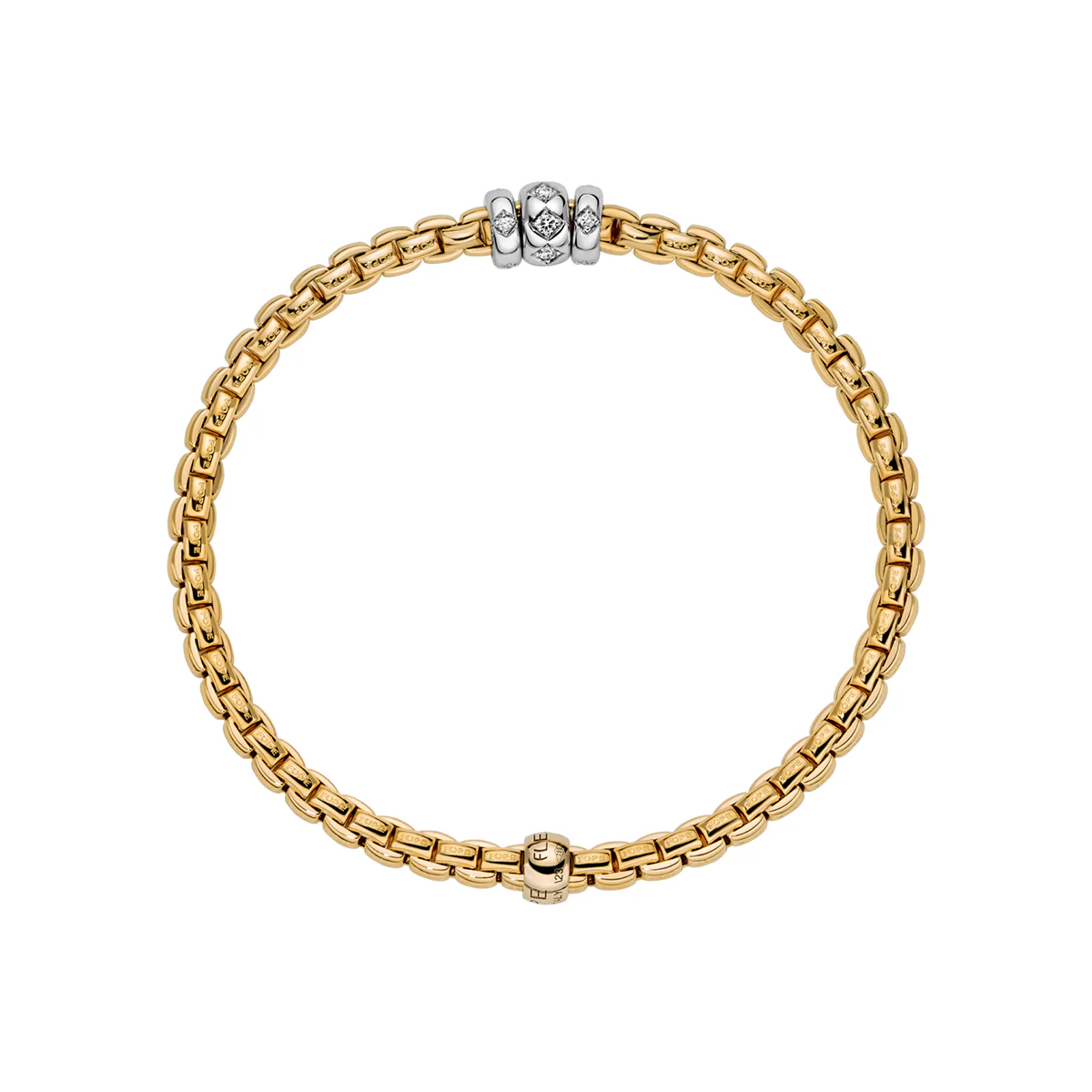 Eka 18ct Yellow Gold Bracelet With Three Rhombus Set Diamond Rondels - Image 3