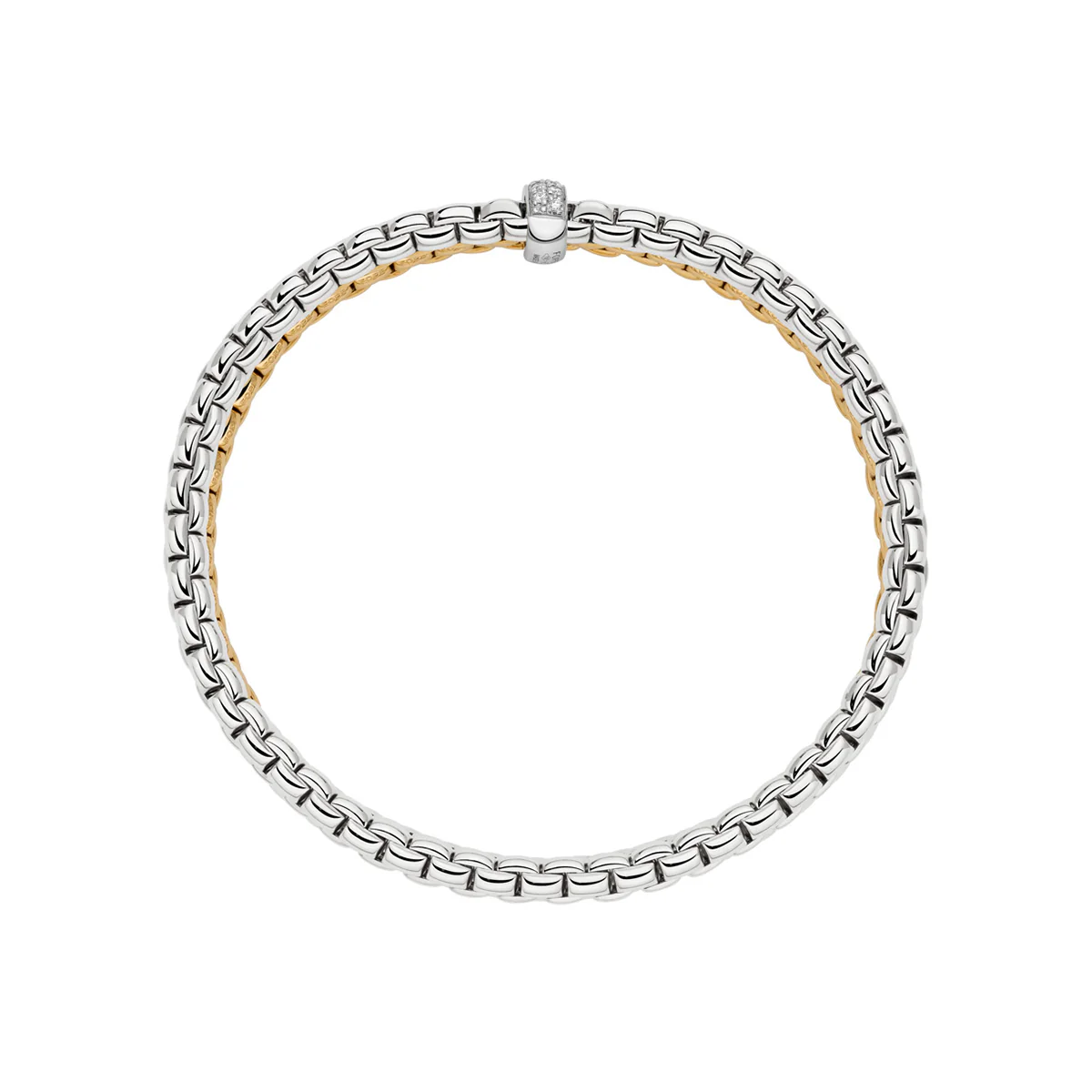 Essentials 18ct White & Yellow Gold Diamond Two Row Bracelet - Image 3