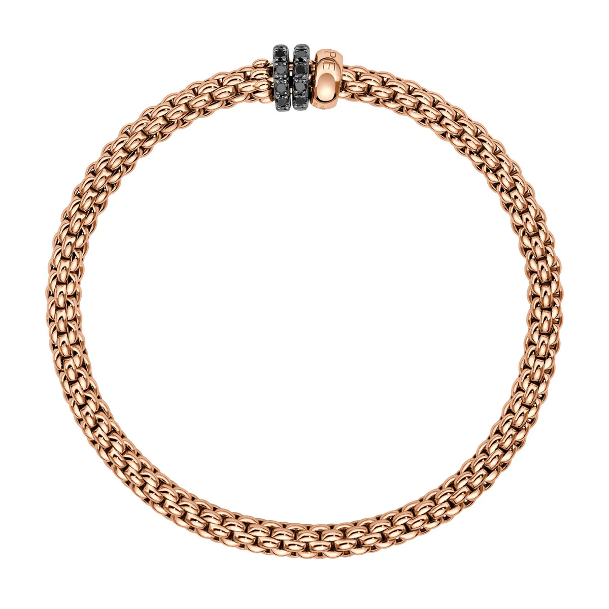 Solo 18ct Rose Gold Flex'it Bracelet With Three Black Diamond Rondels - Image 3