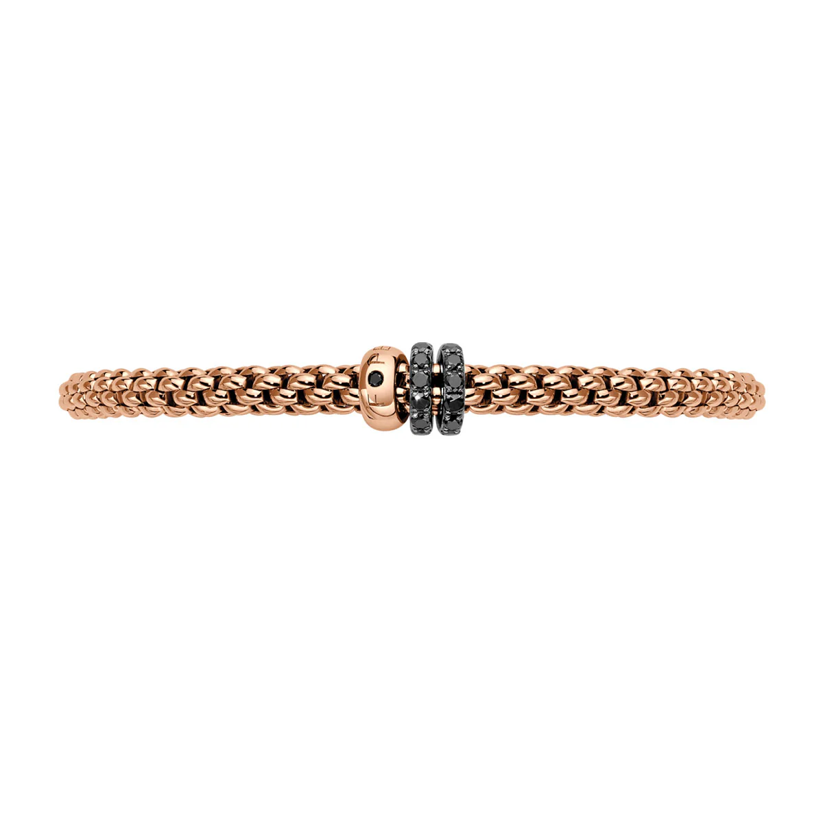 Solo 18ct Rose Gold Flex'it Bracelet With Three Black Diamond Rondels - Image 4