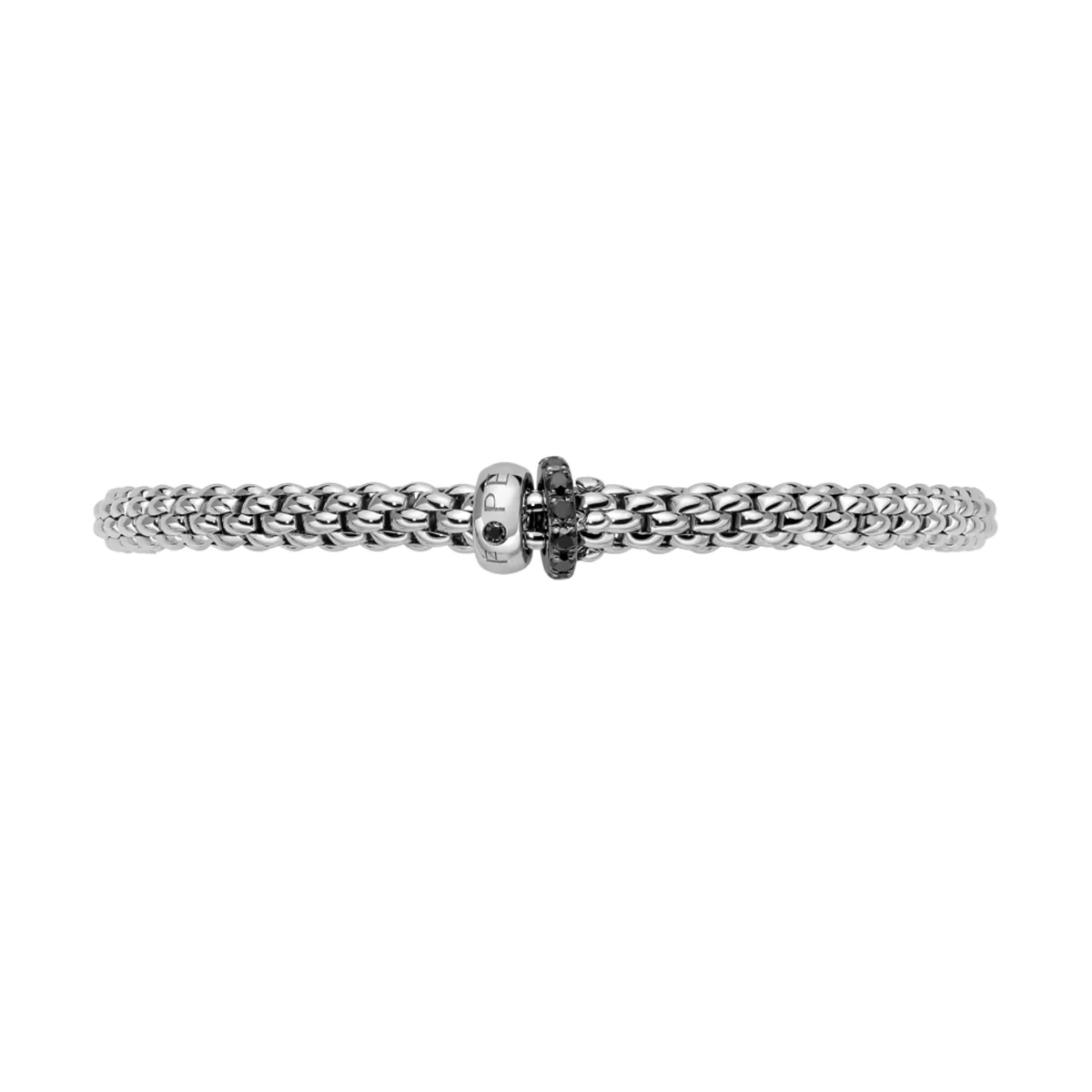 Flex'it Solo 18ct White Gold Bracelet With Pave Set Black Diamond Rondles - Image 2