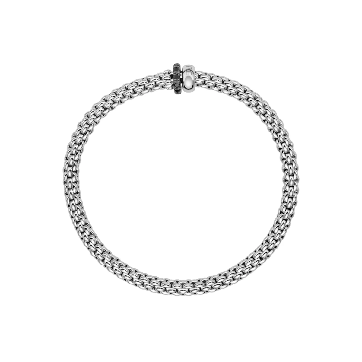 Flex'it Solo 18ct White Gold Bracelet With Pave Set Black Diamond Rondles - Image 3