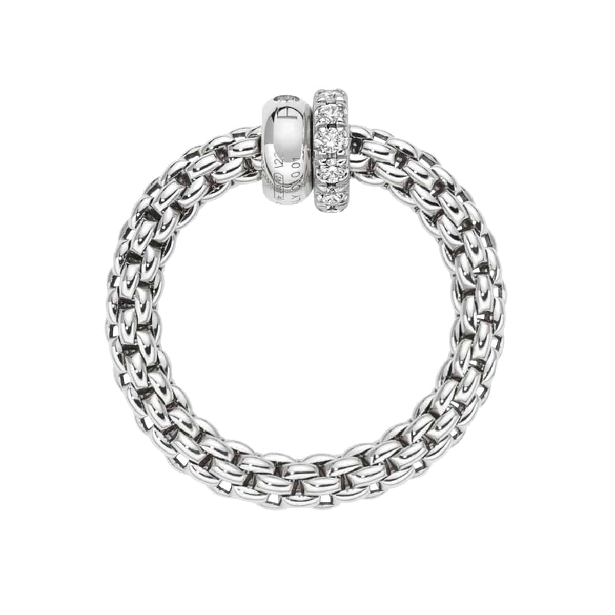 Flex'it Solo 18ct White Gold Ring With One Plain & One Diamond Set Rondel - Image 2