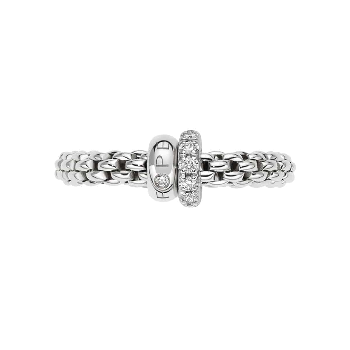 Flex'it Solo 18ct White Gold Ring With One Plain & One Diamond Set Rondel - Image 3