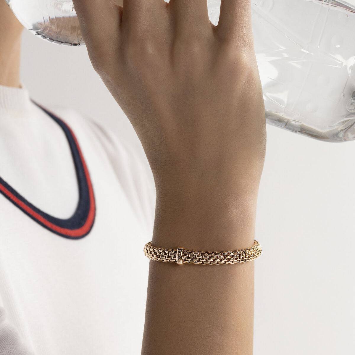 Flex'it Vendome 18ct Rose Gold Bracelet With Single Diamond Set Rondel - Image 2