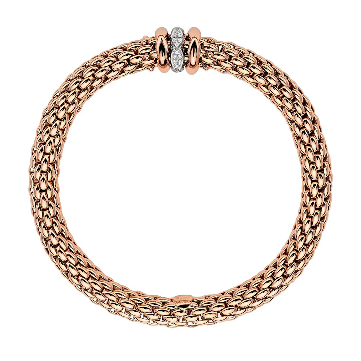 Love Nest 18ct Rose Gold Bracelet With Diamond & Polished Shaped Rondels - Image 2