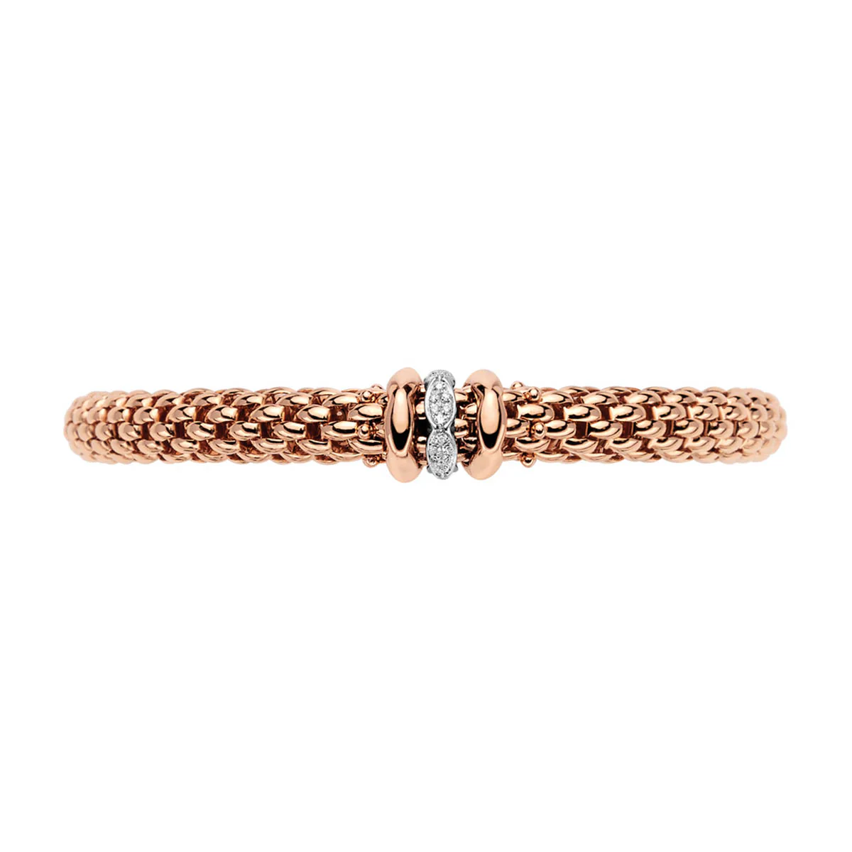 Love Nest 18ct Rose Gold Bracelet With Diamond & Polished Shaped Rondels - Image 3