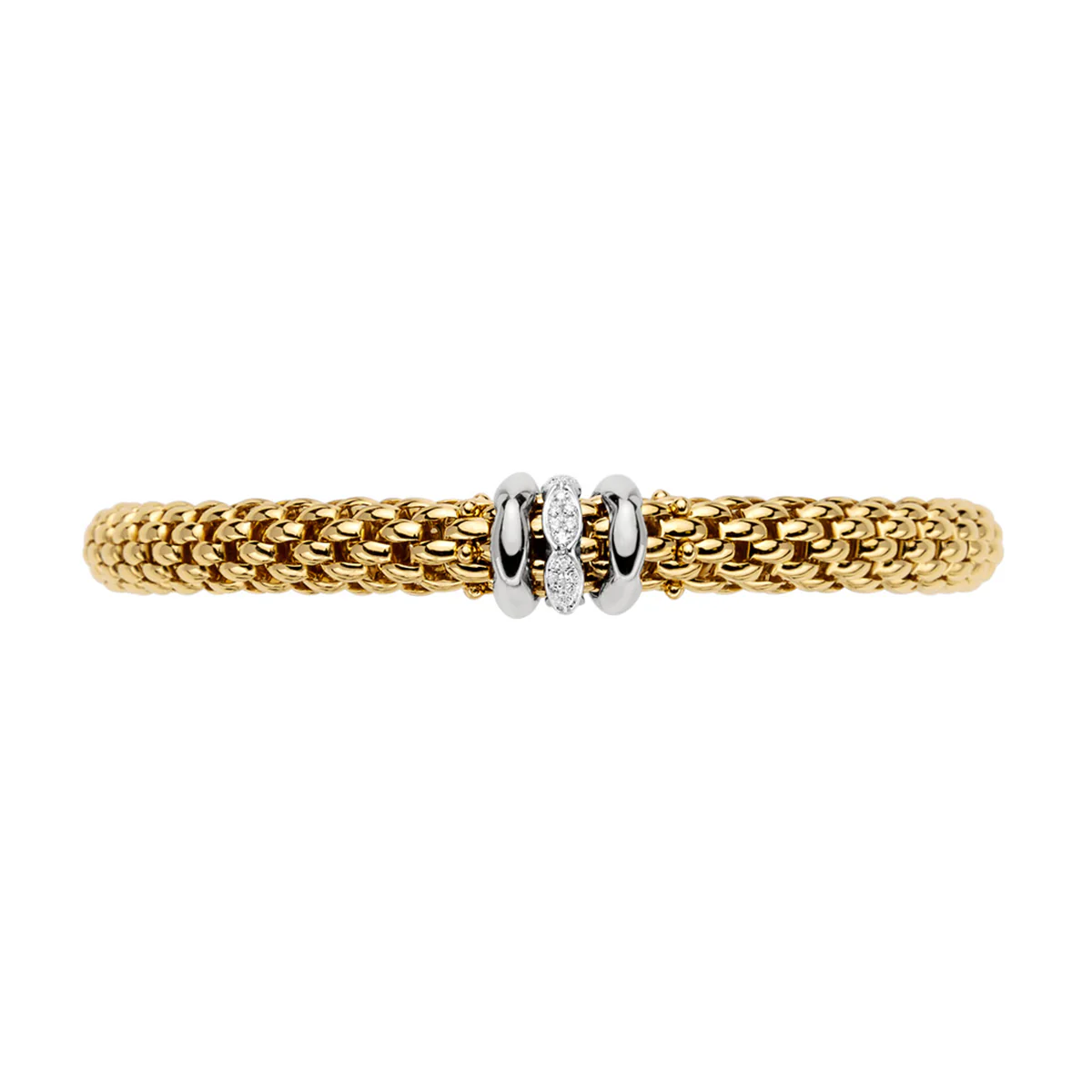 Love Nest 18ct Yellow Gold Bracelet With Diamond & Polished Shaped Rondels - Image 2