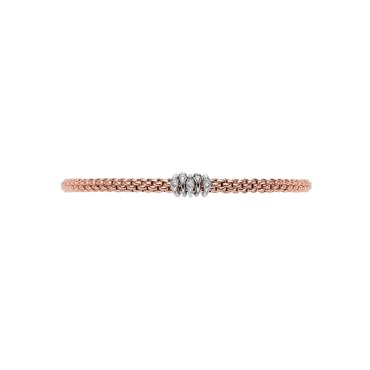 Prima 18ct Rose Gold Bracelet With Five Diamond Set Rondels - Image 2