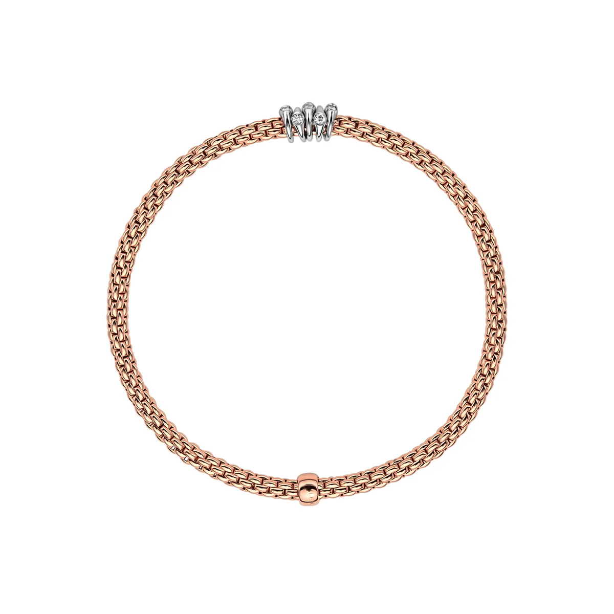 Prima 18ct Rose Gold Bracelet With Five Diamond Set Rondels - Image 3