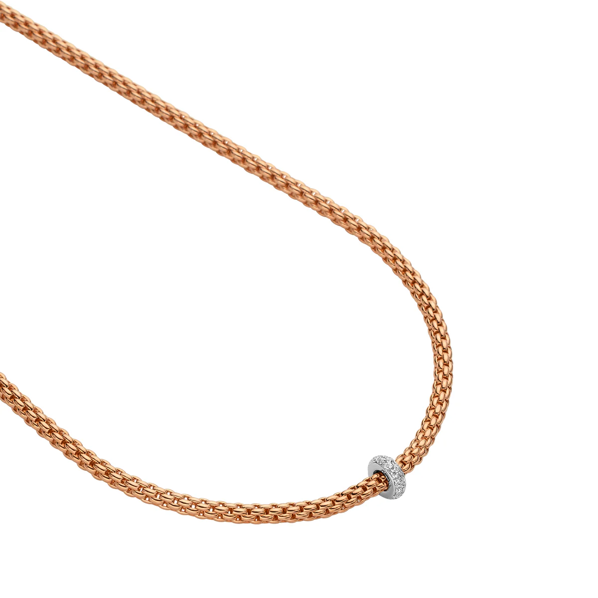 Prima 18ct Rose Gold Necklace With Pavé Set Diamond Rondel - Image 2