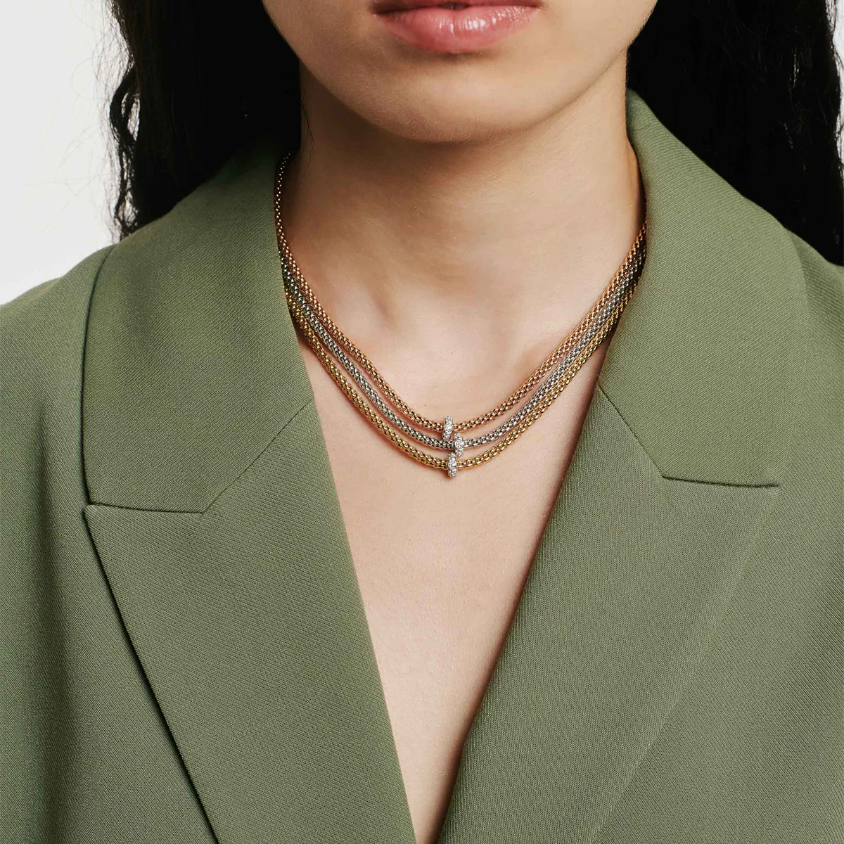 Prima 18ct Rose Gold Necklace With Pavé Set Diamond Rondel - Image 3