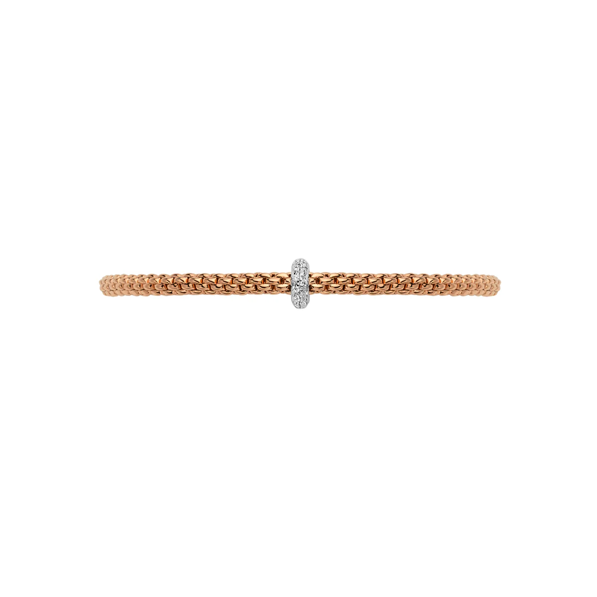 Prima 18ct Rose Gold Bracelet With Pavé Diamond Set Rondel - Image 2