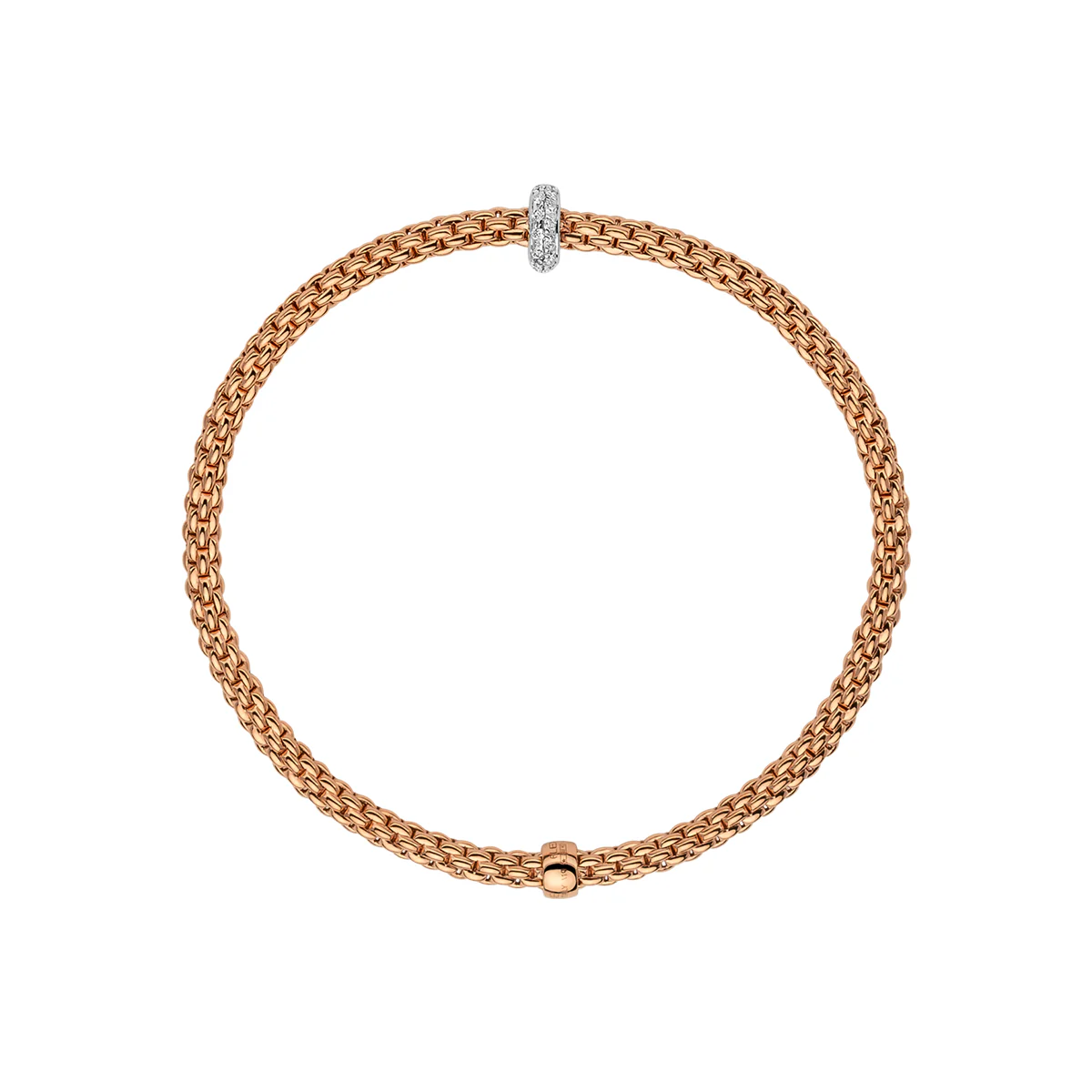 Prima 18ct Rose Gold Bracelet With Pavé Diamond Set Rondel - Image 3