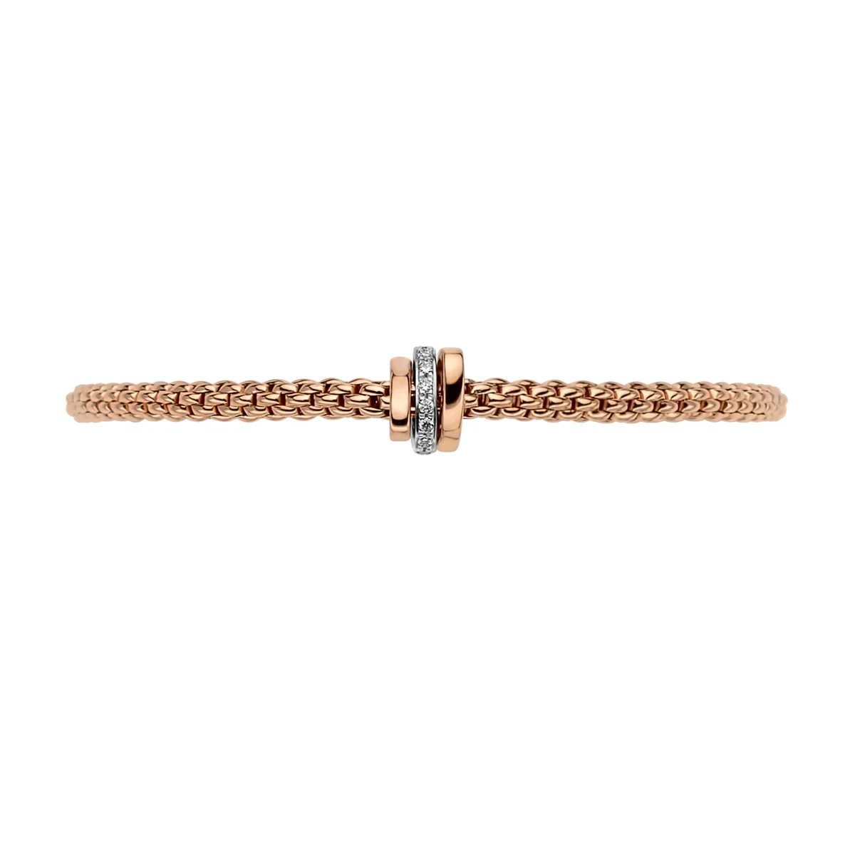 Prima 18ct Rose Gold Triple Rondel Bracelet With Pavé Set Diamonds - Image 2