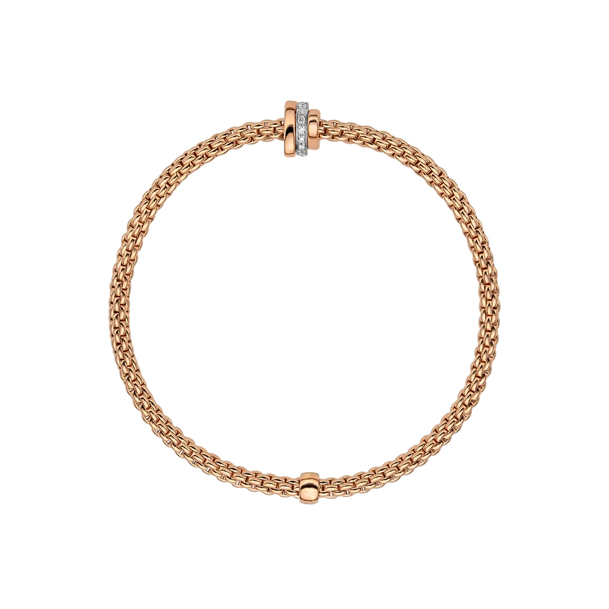Prima 18ct Rose Gold Triple Rondel Bracelet With Pavé Set Diamonds - Image 3