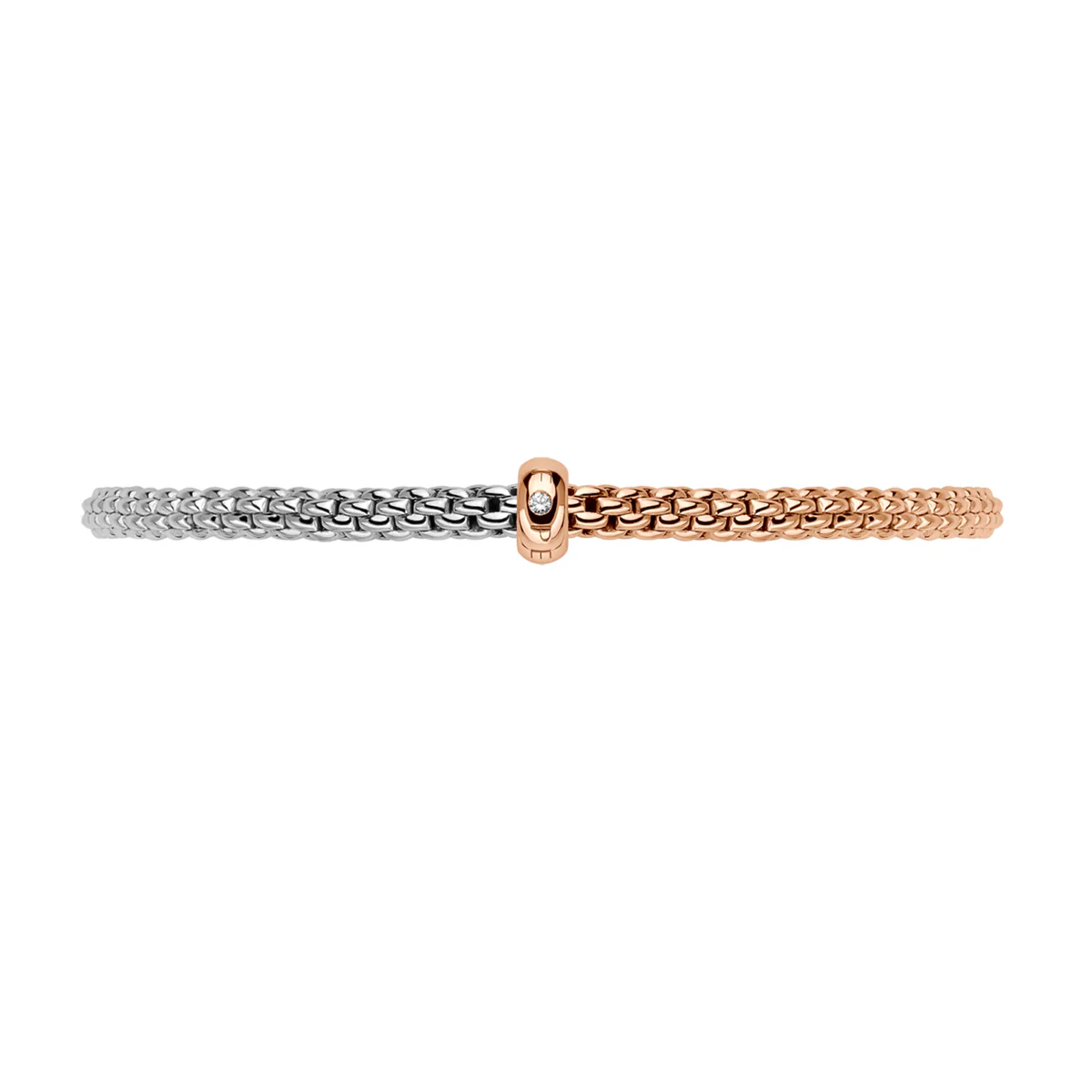 Prima 18ct Rose & White Gold Bracelet With Single Diamond Rondel - Image 2