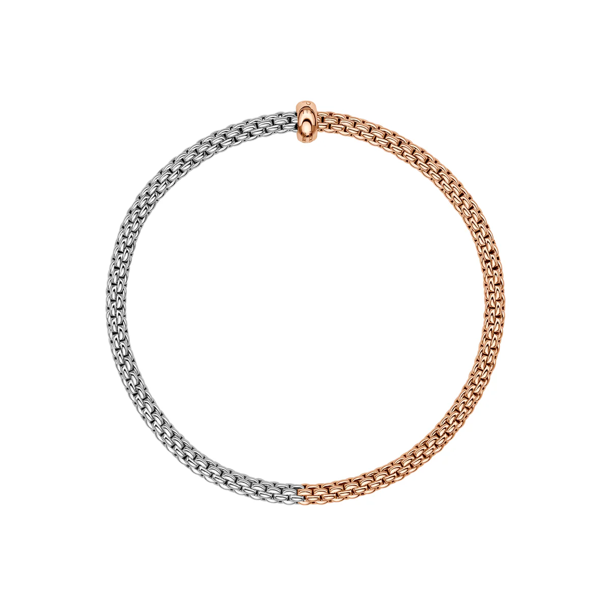 Prima 18ct Rose & White Gold Bracelet With Single Diamond Rondel - Image 3