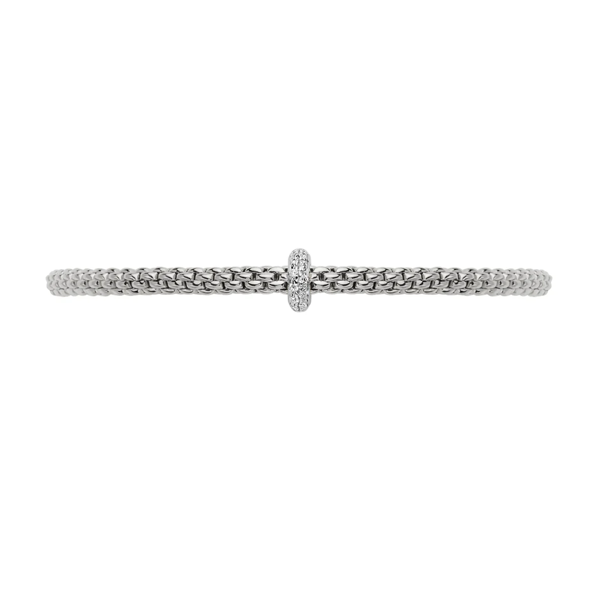 Prima 18ct White Gold Bracelet With Pavé Diamond Set Rondel - Image 2